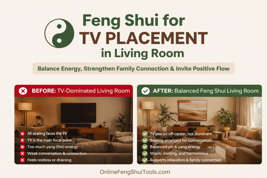 Feng Shui Fixes TV-Dominated Living Room