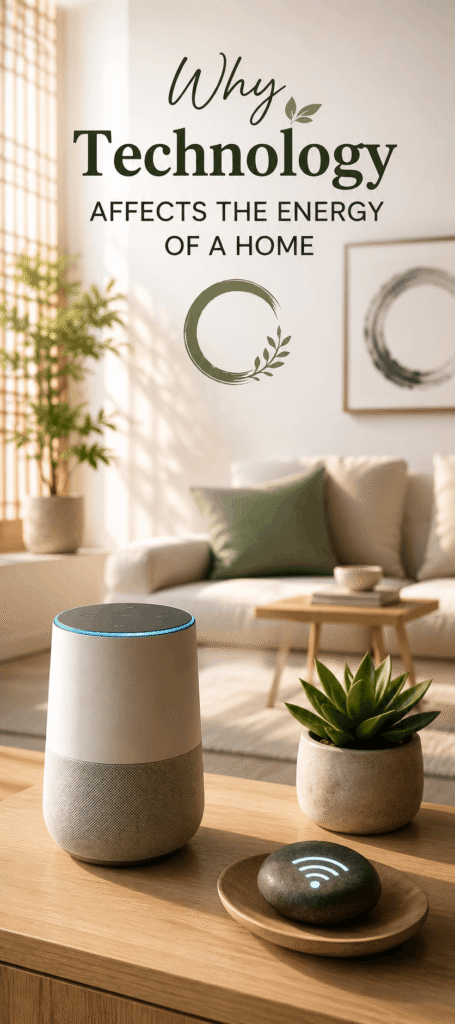 Modern smart home showing Alexa, indoor plants, and minimalist Feng Shui design for balanced home energy